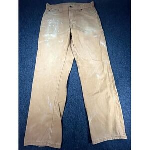 Dickies Relaxed Fit Duck Carpenter Pants Men 33x32 Brown Canvas Utility Workwear